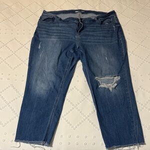 Old Navy Dark Blue Distressed Ankle Jeans